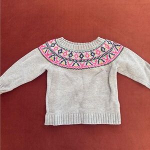 Carter's Gray Sweater with Pink and Black Pattern